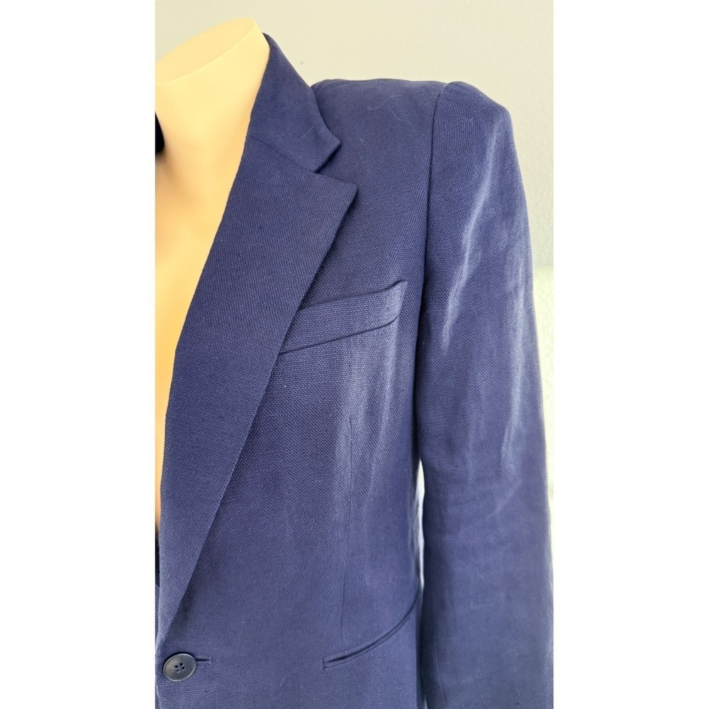 Ralph Lauren Navy Blue 100% Linen Blazer Jacket 10 Made in USA Black Label - Picture 3 of 10
